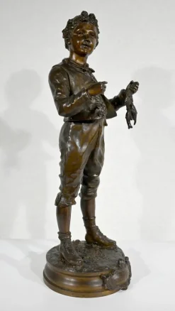 Outlet Pamono C. Anfrie, Bonne Pêche, 19th-Century, Bronze