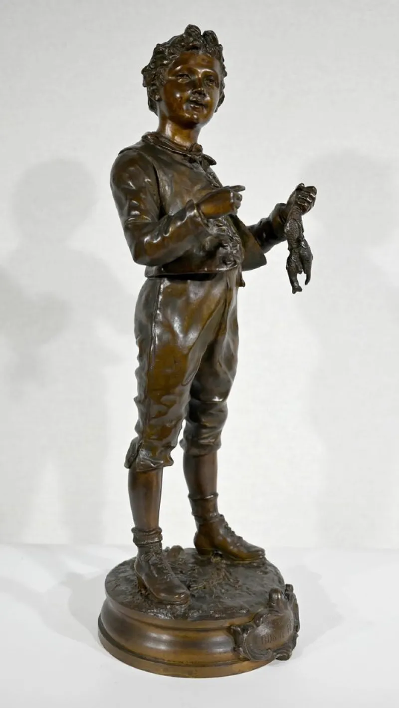 Outlet Pamono C. Anfrie, Bonne Pêche, 19th-Century, Bronze