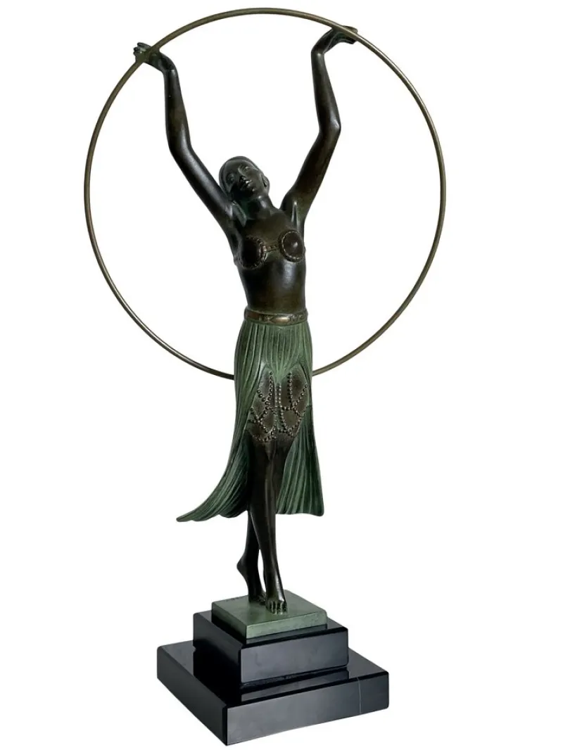 Pamono C. Charles for Max Le Verrier, Bayadère, Spelter & Marble, Art Deco Style Sculpture> Art Deco