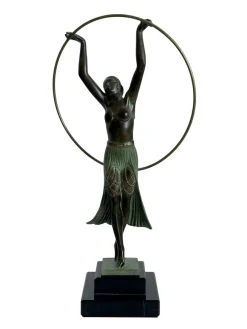 Pamono C. Charles for Max Le Verrier, Bayadère, Spelter & Marble, Art Deco Style Sculpture><noscript><img width=