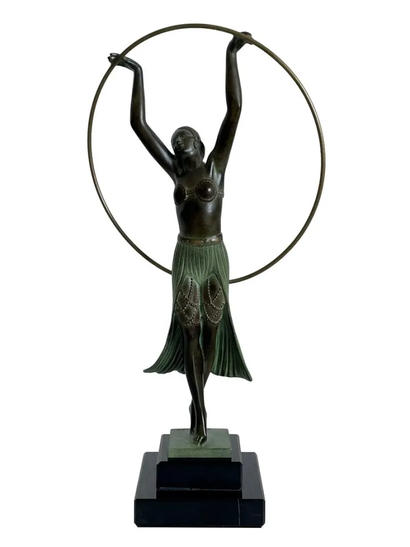 Pamono C. Charles for Max Le Verrier, Bayadère, Spelter & Marble, Art Deco Style Sculpture> Art Deco