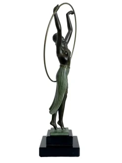 Pamono C. Charles for Max Le Verrier, Bayadère, Spelter & Marble, Art Deco Style Sculpture><noscript><img width=
