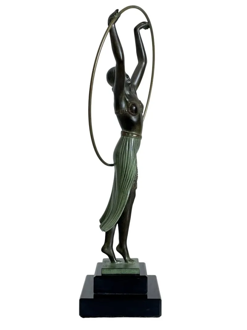 Pamono C. Charles for Max Le Verrier, Bayadère, Spelter & Marble, Art Deco Style Sculpture> Art Deco