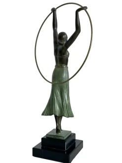 Pamono C. Charles for Max Le Verrier, Bayadère, Spelter & Marble, Art Deco Style Sculpture><noscript><img width=