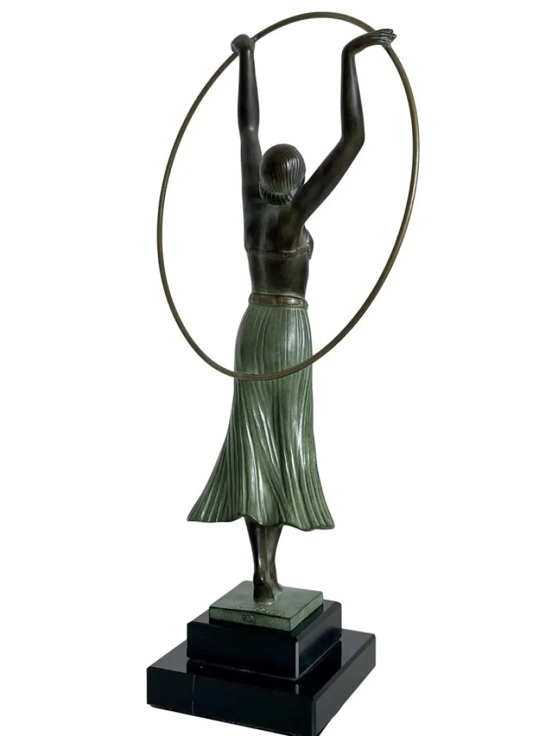Pamono C. Charles for Max Le Verrier, Bayadère, Spelter & Marble, Art Deco Style Sculpture> Art Deco