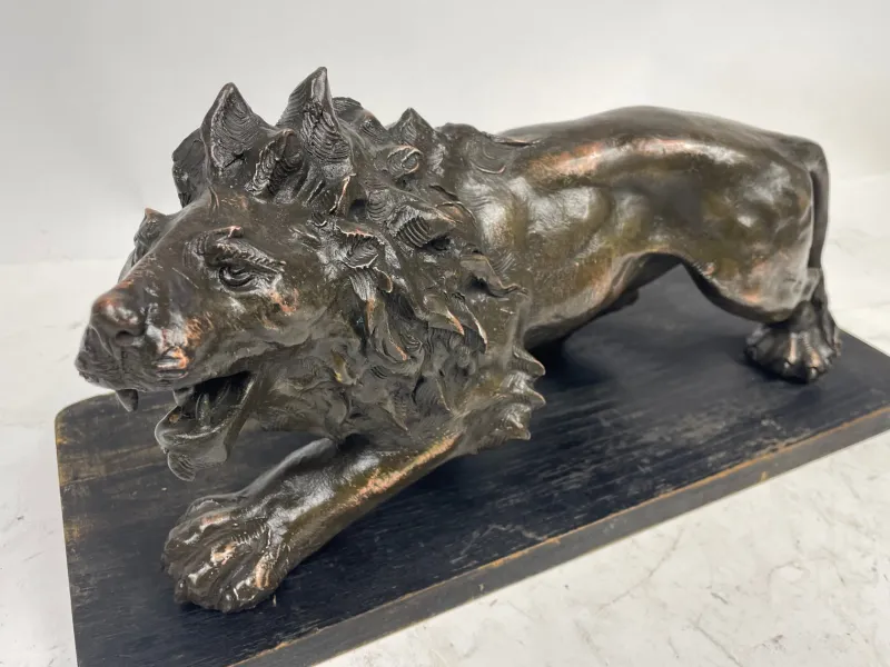 Pamono C. Ganci, Lion Sculpture, 1920s, Silvered Copper> Art Nouveau