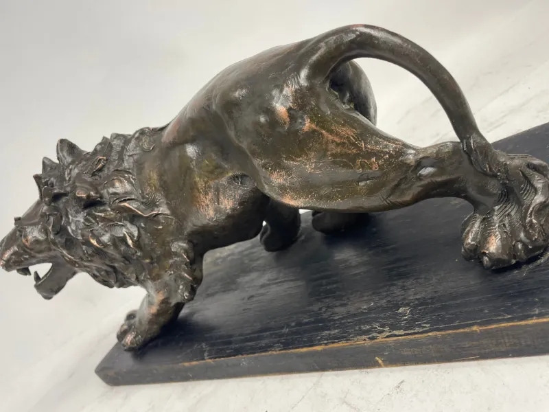 Pamono C. Ganci, Lion Sculpture, 1920s, Silvered Copper> Art Nouveau