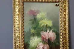 Pamono C. Moll, Fruits and Dahlias, Late 19th Century, Oil on Canvas, Framed> Classical