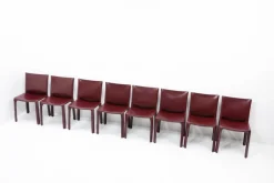 Pamono Cab 412 Bordeaux Red Chair Set by Mario Bellini for Cassina, 1990s, Set of 8><noscript><img width=