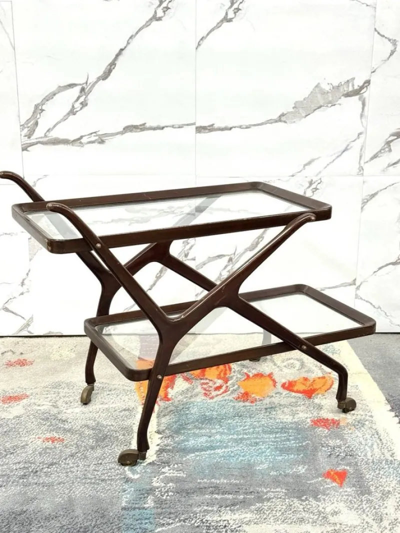 Pamono Caesar Lacquer Wooden Food Cart by Cesare Lacca, 1950s> Serving Bar Carts & Trolleys