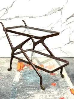 Pamono Caesar Lacquer Wooden Food Cart by Cesare Lacca, 1950s><noscript><img width=