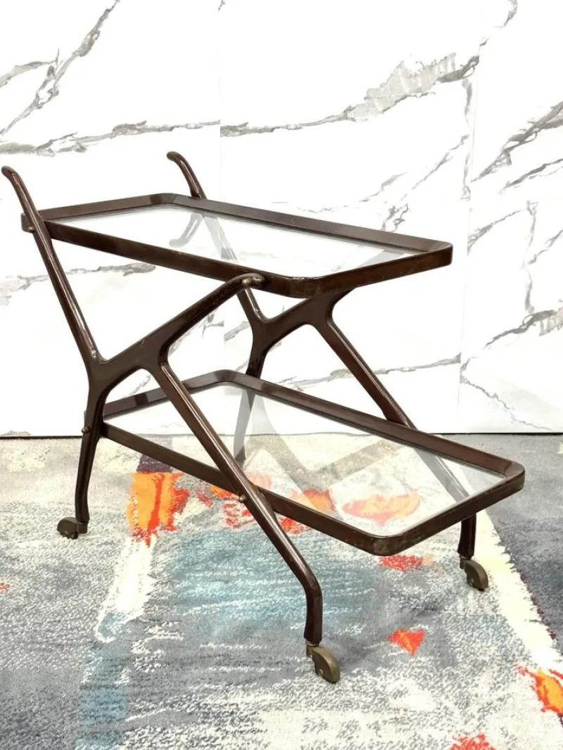Pamono Caesar Lacquer Wooden Food Cart by Cesare Lacca, 1950s> Serving Bar Carts & Trolleys