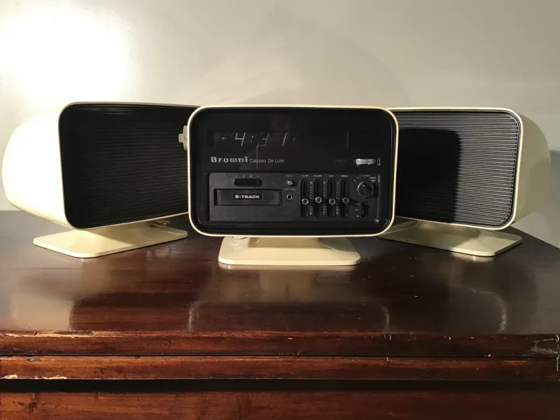New Pamono Calypso de Luxe Stereo 8 Radio Clock with Speakers from Browni, 1960s, Set of 3