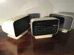 New Pamono Calypso de Luxe Stereo 8 Radio Clock with Speakers from Browni, 1960s, Set of 3