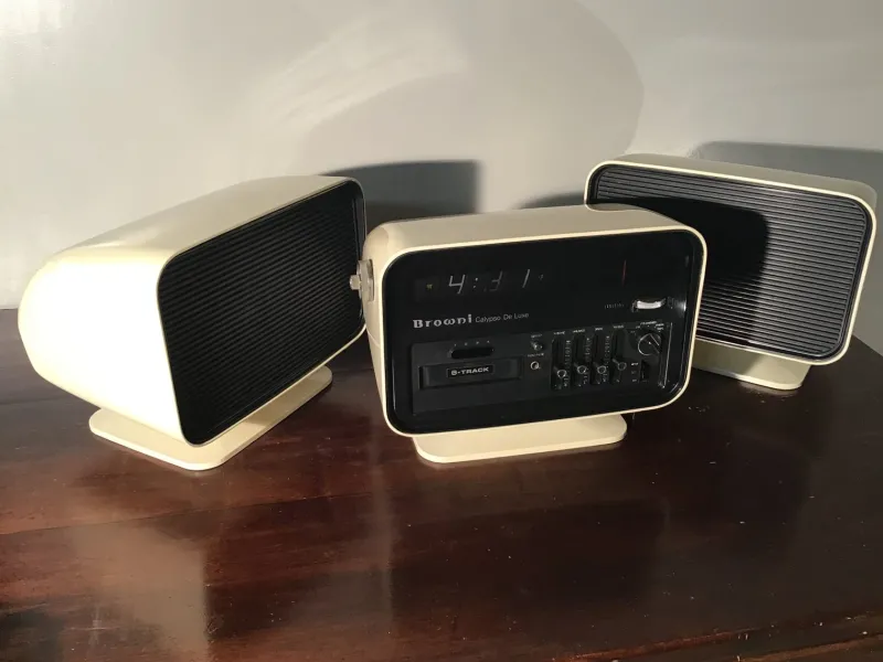 New Pamono Calypso de Luxe Stereo 8 Radio Clock with Speakers from Browni, 1960s, Set of 3