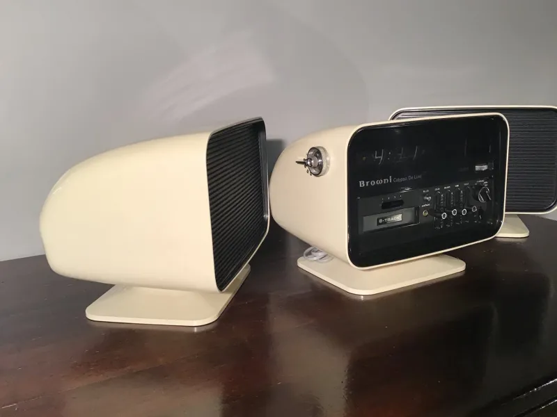 New Pamono Calypso de Luxe Stereo 8 Radio Clock with Speakers from Browni, 1960s, Set of 3