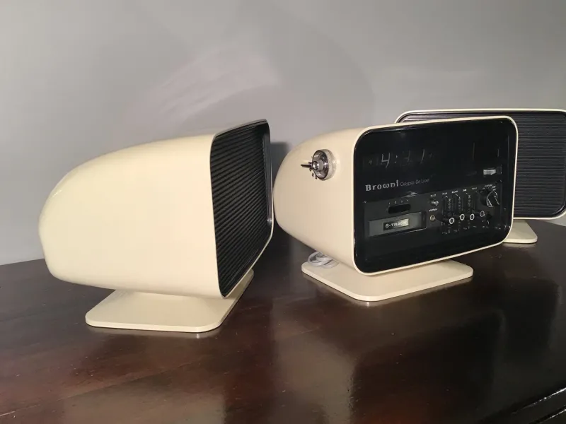 New Pamono Calypso de Luxe Stereo 8 Radio Clock with Speakers from Browni, 1960s, Set of 3