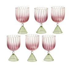 Hot Pamono Calypso Wine Glass in Pink-Green by Serena Confalonieri, Set of 6