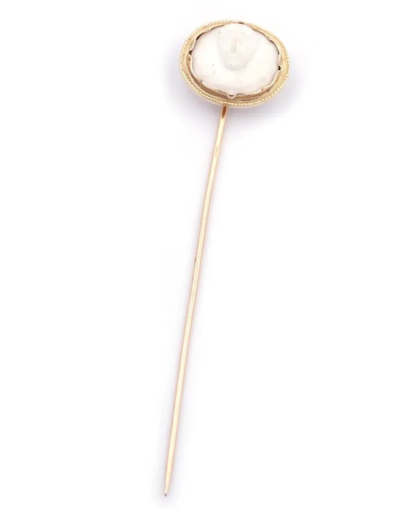 Pamono Cameo Biscuit Porcelain Tie Pin> Brooches