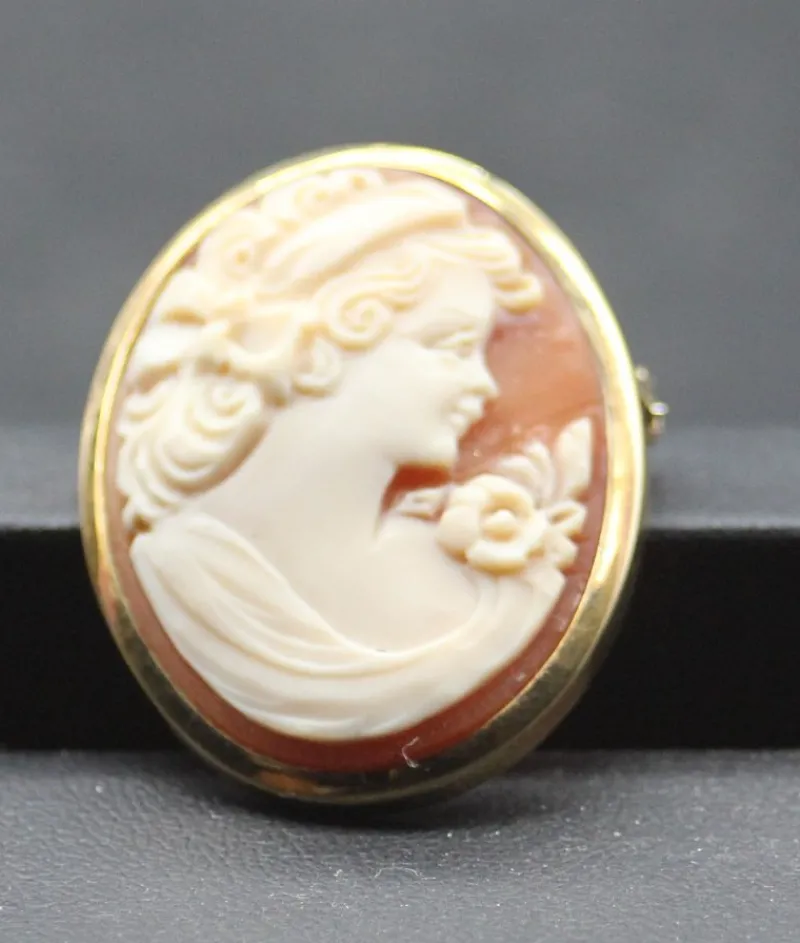 Pamono Cameo Brooch and Pendant in Shell and Gold> Brooches