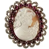 Pamono Cameo, Garnets, Diamonds, Rose Gold and Silver Vintage Brooch or Pendant> Brooches