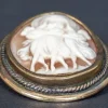 Hot Pamono Cameo Representing the Three Graces Brooch Pendant in Gilded Metal, 1890s