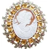 Pamono Cameo, Topazs, Rubies, Diamonds, Rose Gold and Silver Brooch or Pendant> Brooches