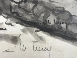 Best Pamono Camille Leroy, Algerian War, Road No. 6, Pillbox, Signed Inkwash