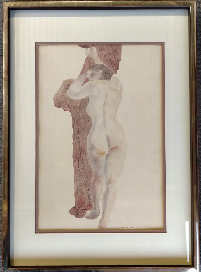 Pamono Camille Roche, Nudes from the Front and Back, 1920s-1940s, Watercolors, Set of 2> Art Deco