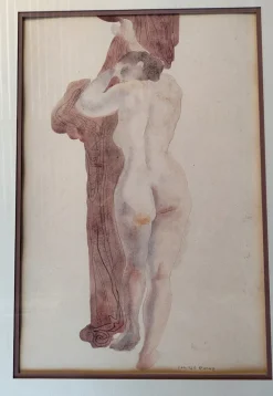 Pamono Camille Roche, Nudes from the Front and Back, 1920s-1940s, Watercolors, Set of 2><noscript><img width=