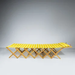 New Pamono Camp Cot in Wood and Yellow Canvas, 1960s