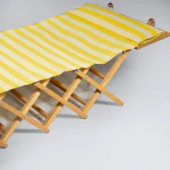 New Pamono Camp Cot in Wood and Yellow Canvas, 1960s