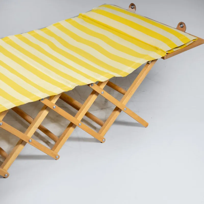 New Pamono Camp Cot in Wood and Yellow Canvas, 1960s