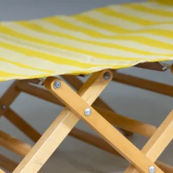 New Pamono Camp Cot in Wood and Yellow Canvas, 1960s