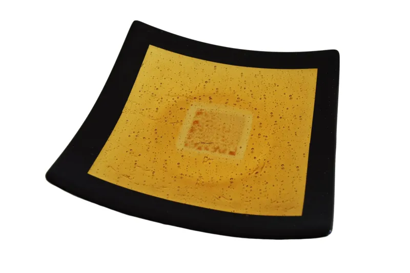 Outlet Pamono Campielo Q25 Murano Glass Plate with Gold leaf by Stefano Birello for VéVé Glass