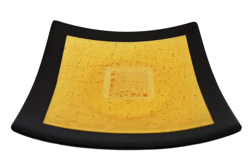 Outlet Pamono Campielo Q25 Murano Glass Plate with Gold leaf by Stefano Birello for VéVé Glass