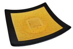 Outlet Pamono Campielo Q25 Murano Glass Plate with Gold leaf by Stefano Birello for VéVé Glass
