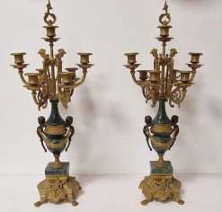 Best Pamono Candelabras in Verde Delle Alpi Marble and Bronze, 1950s, Set of 2