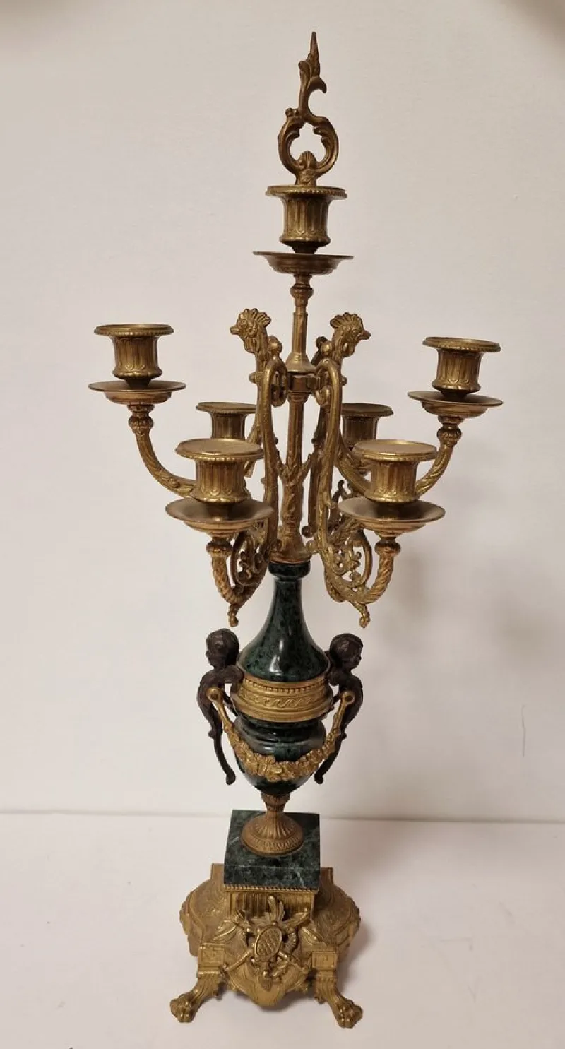 Best Pamono Candelabras in Verde Delle Alpi Marble and Bronze, 1950s, Set of 2