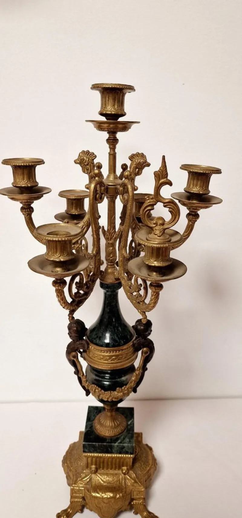 Best Pamono Candelabras in Verde Delle Alpi Marble and Bronze, 1950s, Set of 2