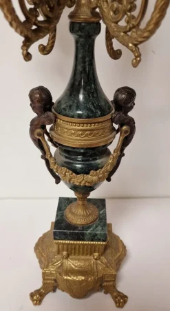 Best Pamono Candelabras in Verde Delle Alpi Marble and Bronze, 1950s, Set of 2