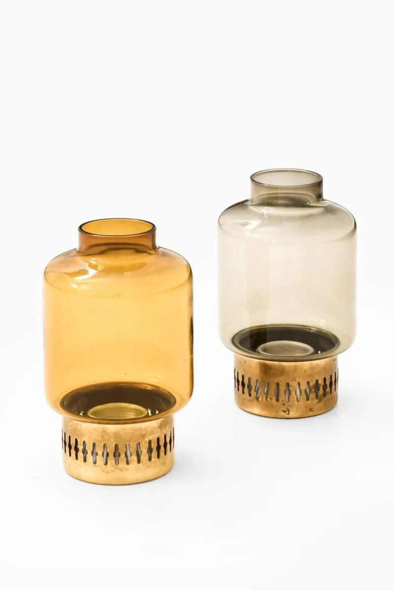 Discount Pamono Candelsticks in Brass and Glass attributed to Hans-Agne Jakobsson, 1950s, Set of 2