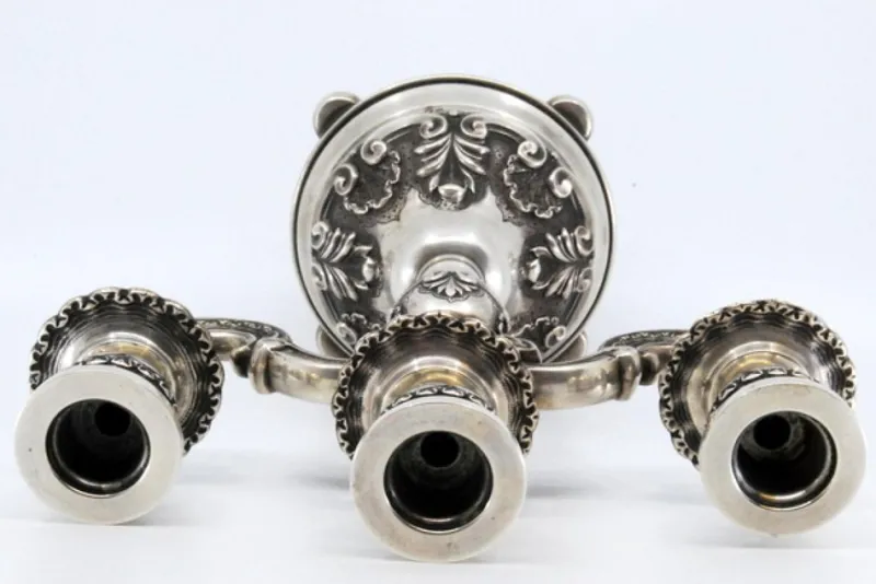 Pamono Candleholders in Relief Silver with Shells, Set of 2> Candleholders