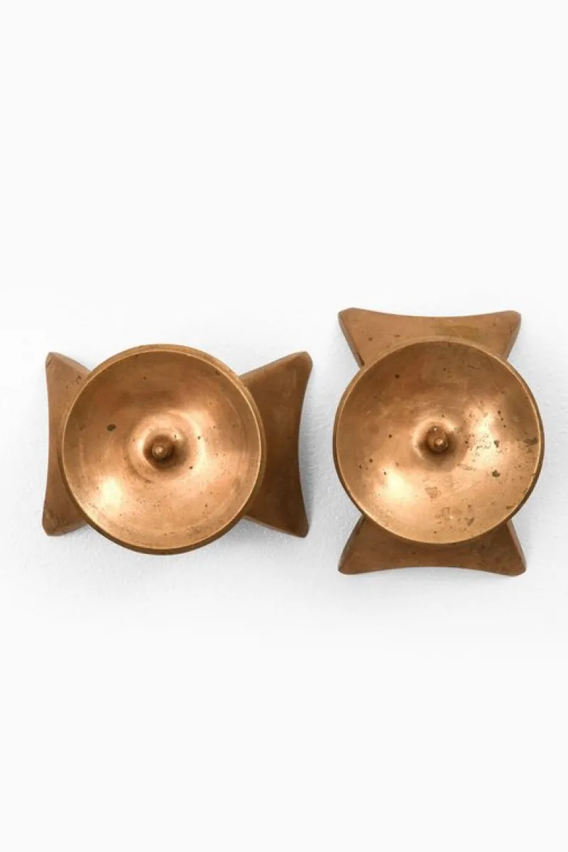 Pamono Candlesticks in Brass, 1960s, Set of 2> Candleholders