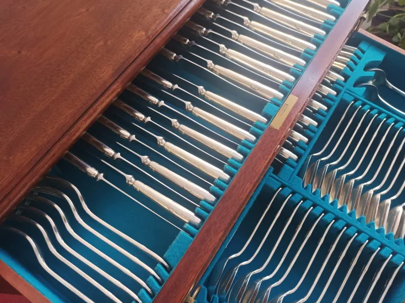 Pamono Canteen of Cutlery from Walker & Hall, 1930s, Set of 117> Cutlery & Serving Utensils