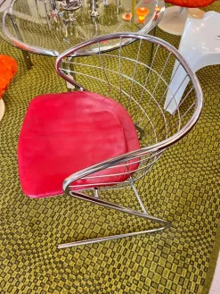 Online Pamono Cantilever Chair in Red Chrome with Leather Cushions by Gastone Rinaldi