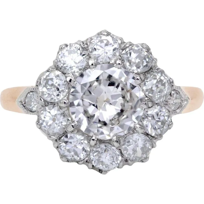 Online Pamono Carat Diamonds 18 Karat Yellow Gold Platinum Cluster Ring