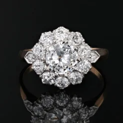 Online Pamono Carat Diamonds 18 Karat Yellow Gold Platinum Cluster Ring