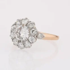 Online Pamono Carat Diamonds 18 Karat Yellow Gold Platinum Cluster Ring