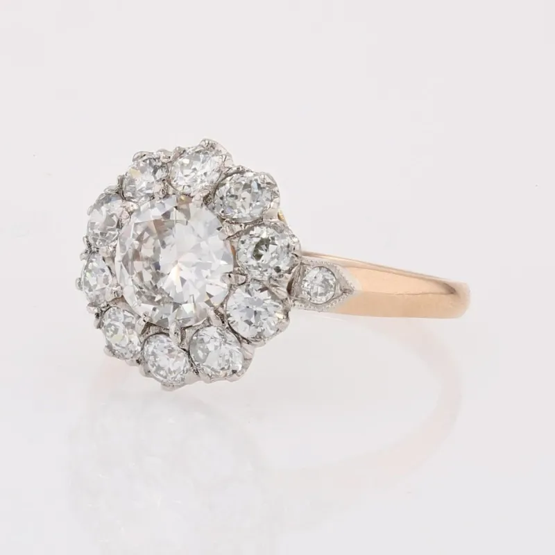 Online Pamono Carat Diamonds 18 Karat Yellow Gold Platinum Cluster Ring